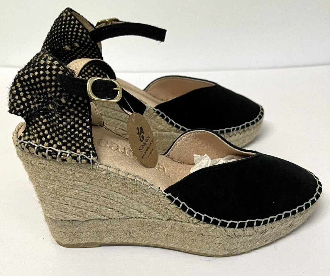 Macarena Espadrilles Wedge Heels Shoes Size 40 Black
