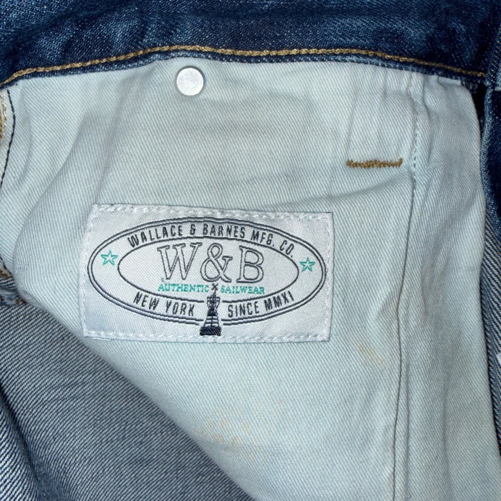 Wallace & Barnes Creased Slant Pocket Japanese Selvedge Denim Jeans Mens 30×31