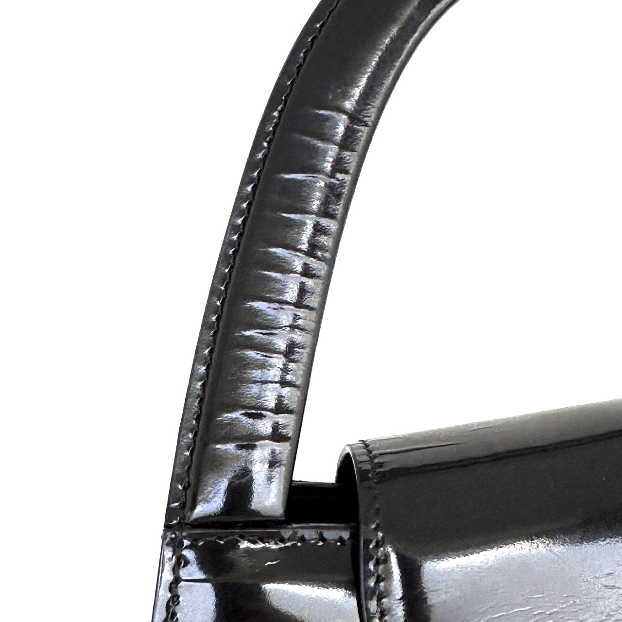 Cartier Panthere Hand Bag Patent Leather Black Gold Buckle Authentic