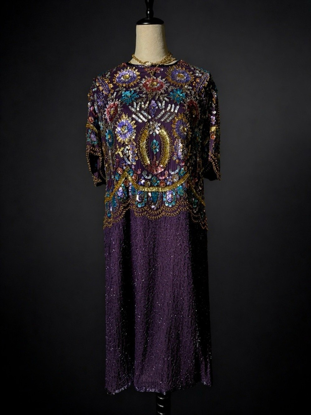 Silk Embellished Caftan Midi Dress Statement