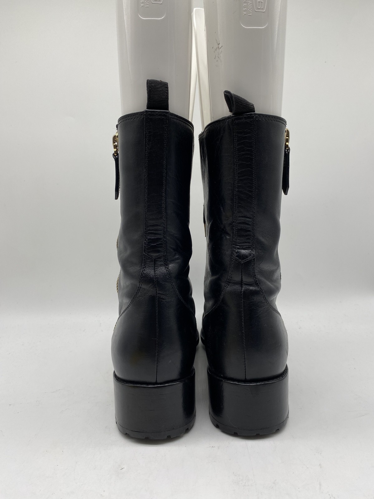 Valentino Garavani Black Leather Ruffle Lace-Up Side Zip Boots Size 40 COA