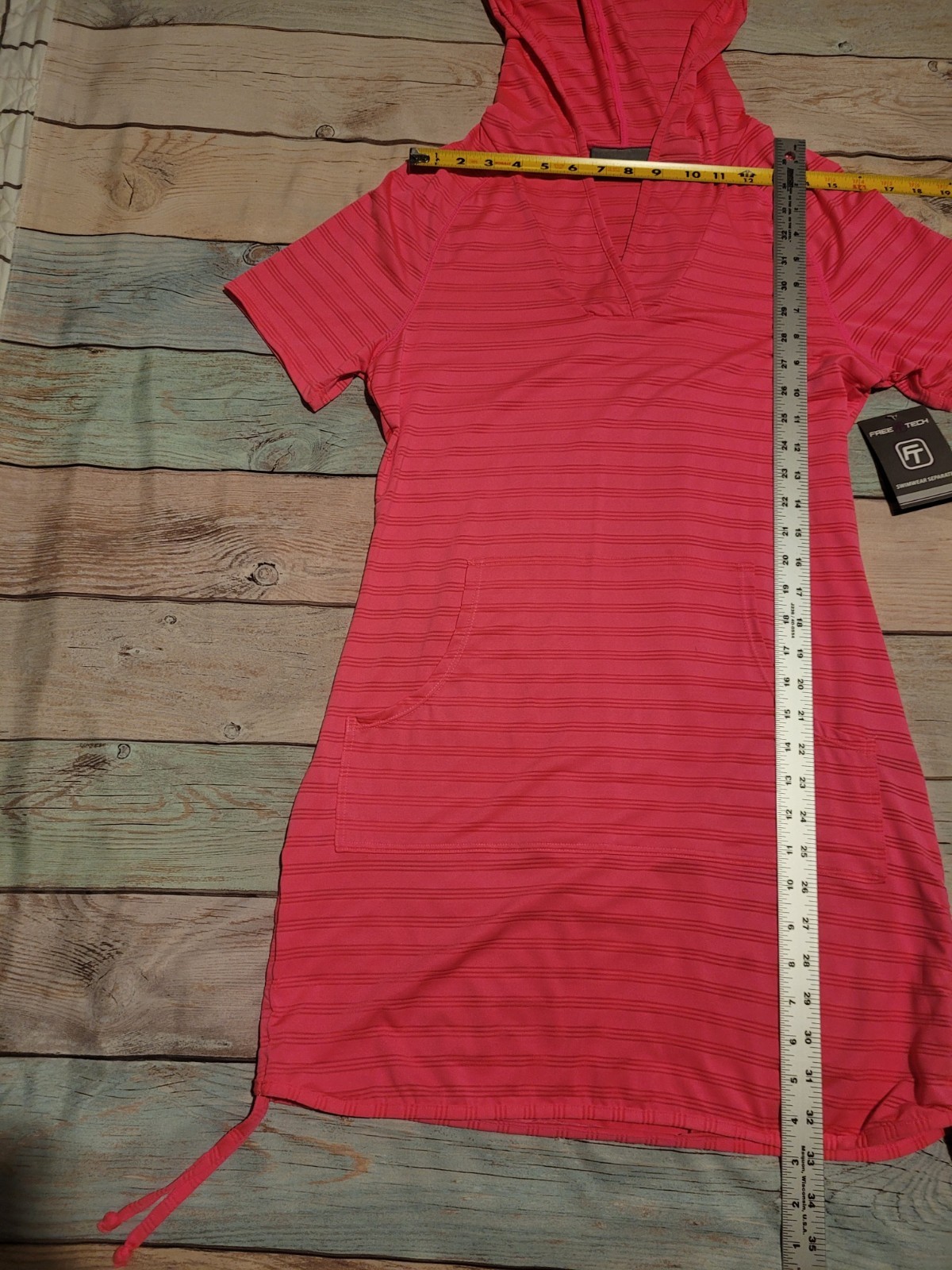 Free Tech Women’s Small S Pink Striped Pullover Hoodie Activewear Long Sleeve