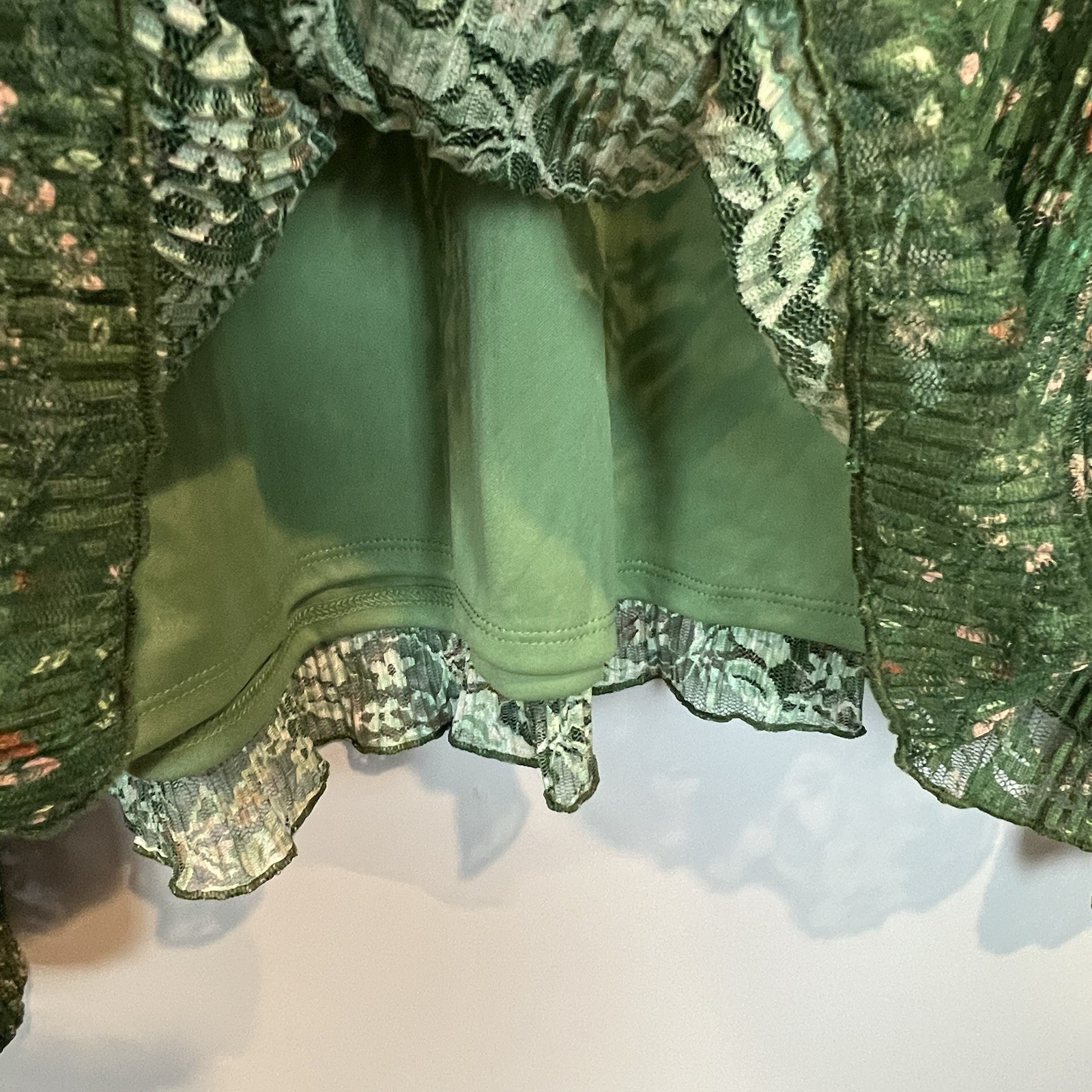 Cato Green Blouse Size XL Pleated Courtyard Garden Semi Sheer Fairycore