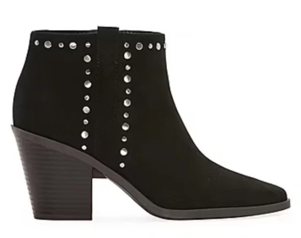 a.n.a Darlin Women’s Size 9 M, Stacked Heel Faux Suede Booties, Black, NO BOX