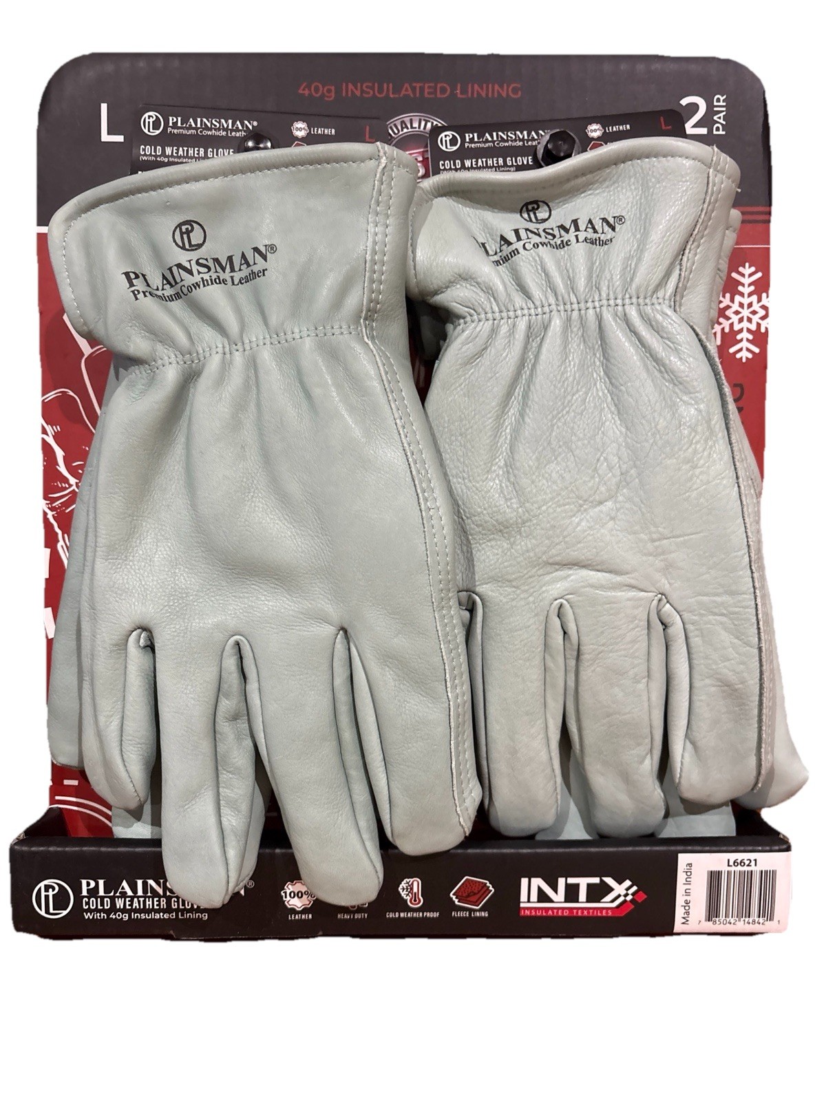 Plainsman Premium Cowhide Leather Gloves Size L (2 pair per pack)