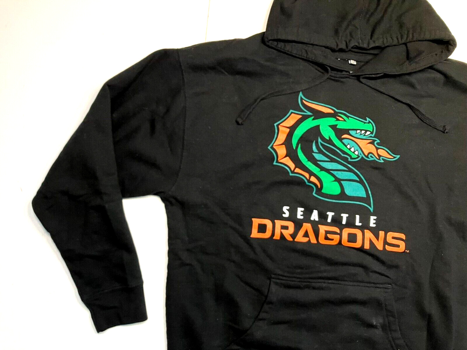 SEATTLE DRAGONS Black Warm XFL FOOTBALL HOODIE Team Fan Gym Sweatshirt Men’s XXL