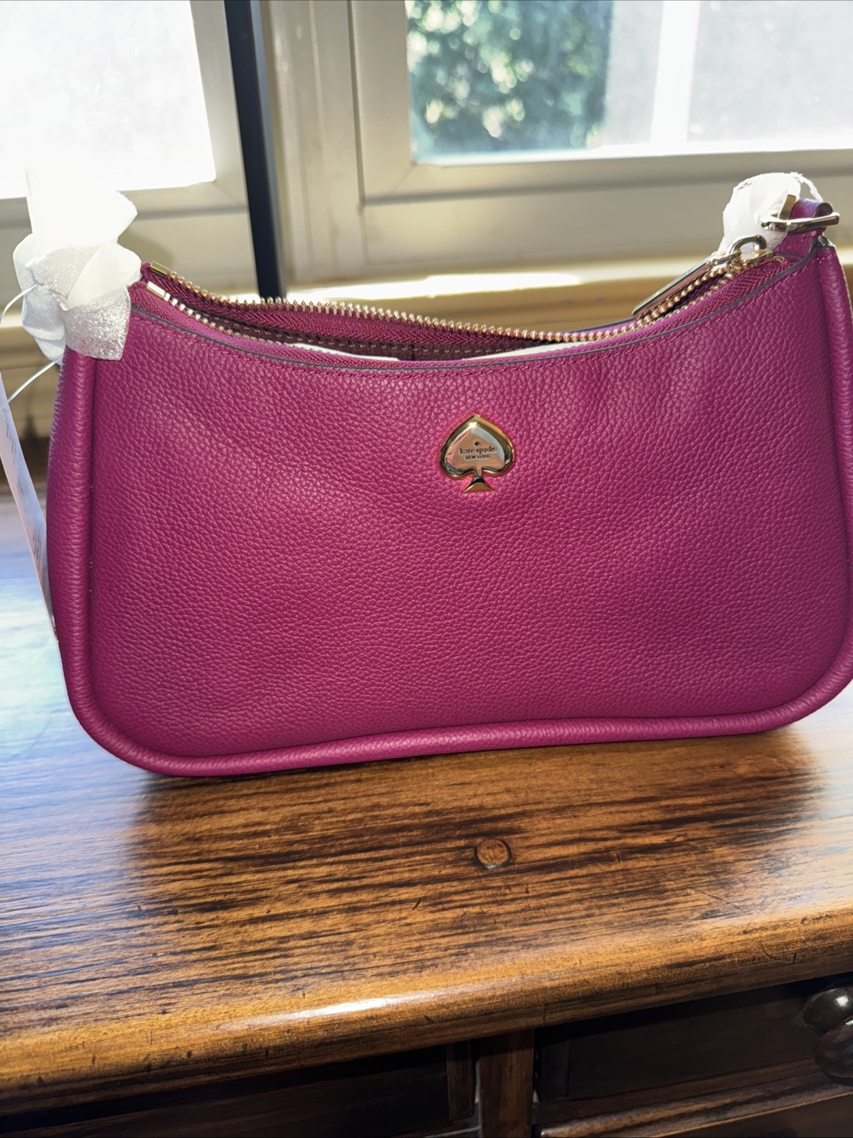 Kate Spade Kayla Small Convertible Shoulder Bag Dark Raspberry Leather