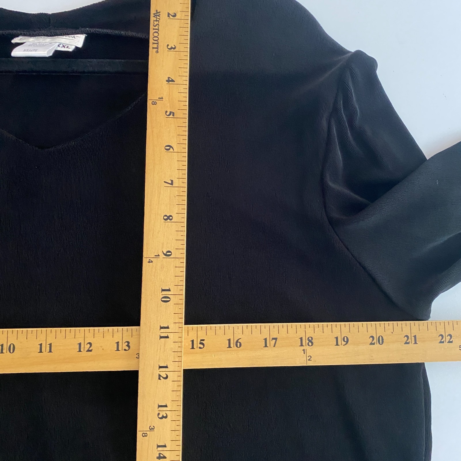 Coldwater Creek Travel Slinky Knit 3/4 Sleeve Top Size XXL Black Stretch