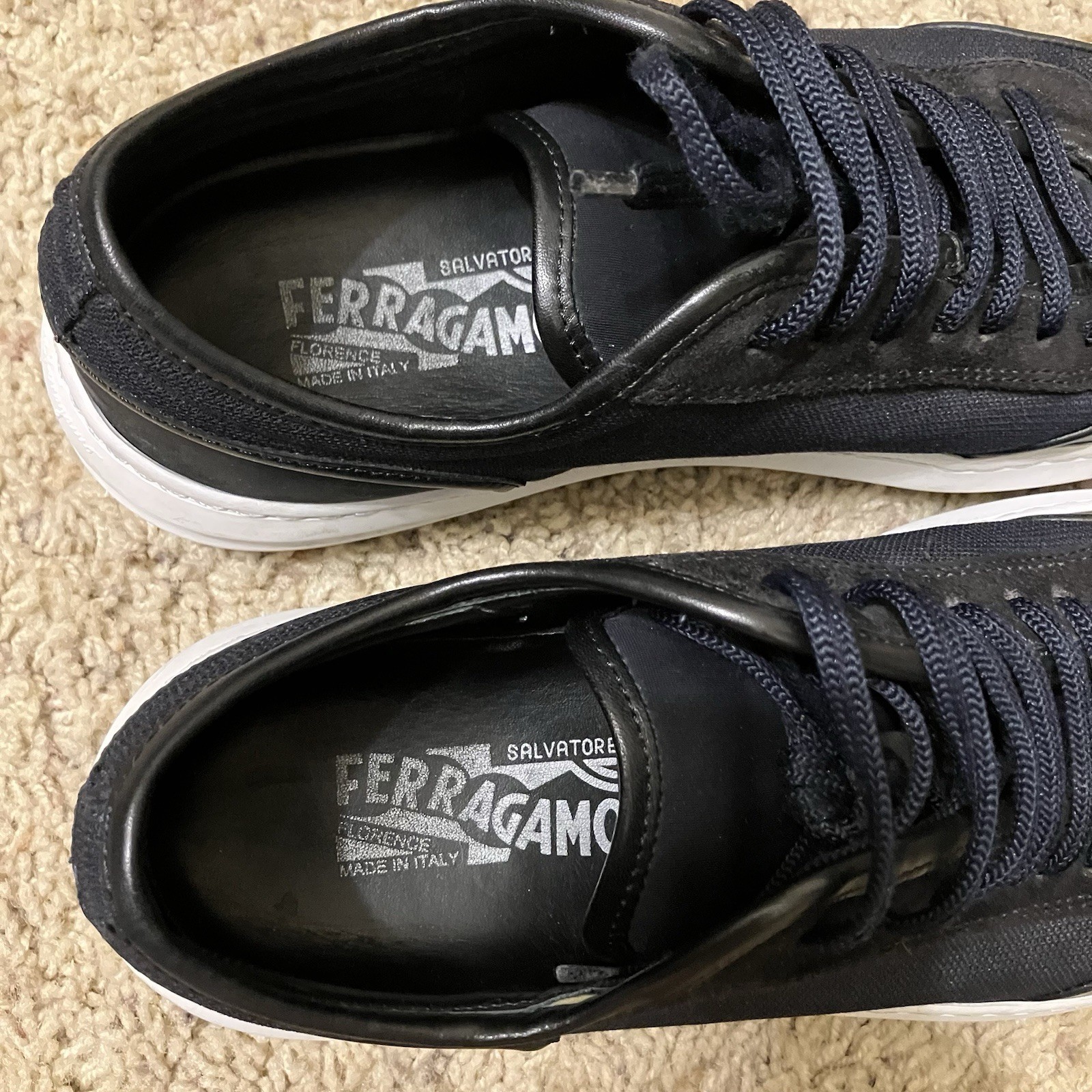 SALVATORE FERRAGAMO Sneakers BLUE Suede / Canvas – Sz 7 D Made in ITALY