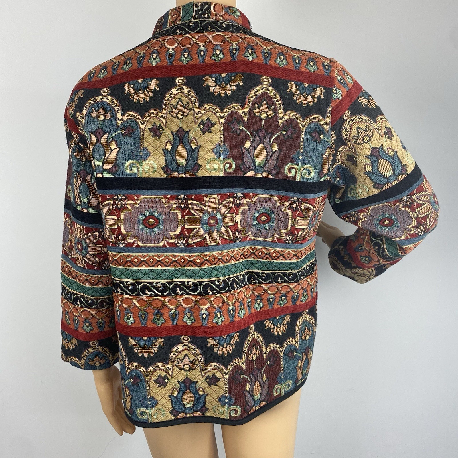 Vintage Flashback Petite Medium Tapestry Textured Jacket Blazer