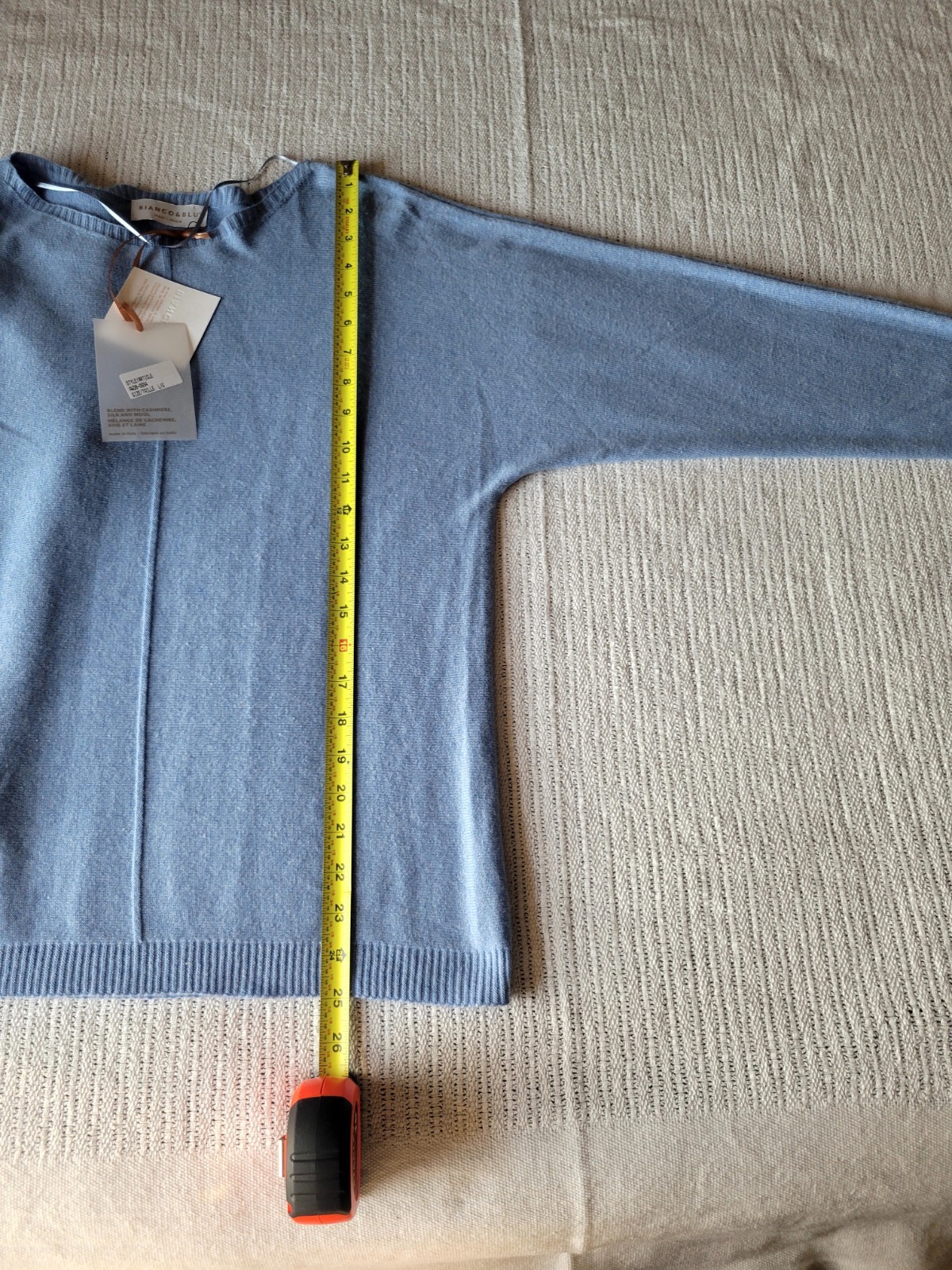 Women Sweater Cashmere Silk Wool Blend Size L Made Italy Bianco&Blu New