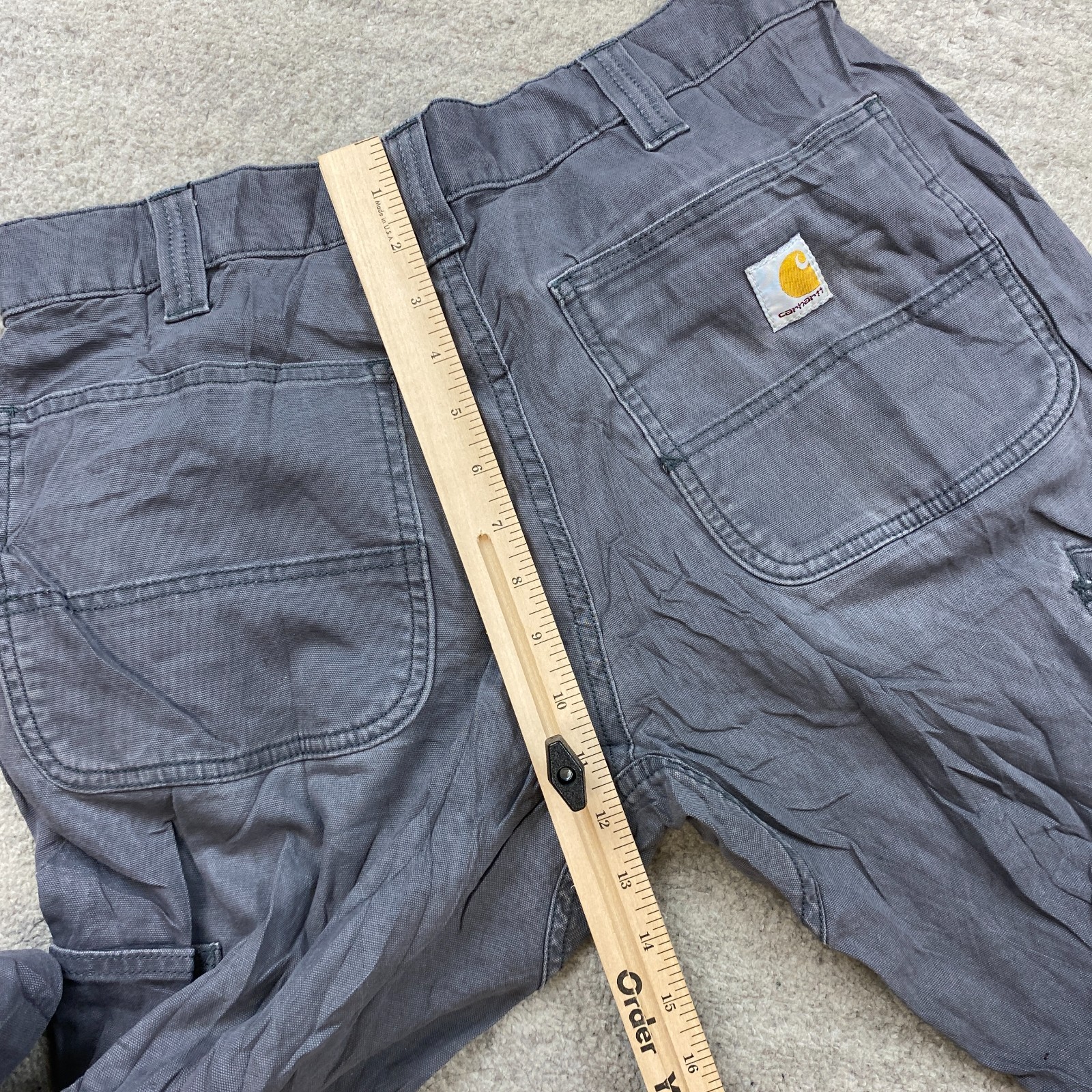 Carhartt 102802 Canvas Double Knee Pants 33 Gray Y2K Workwear Rigby Mens 33×30