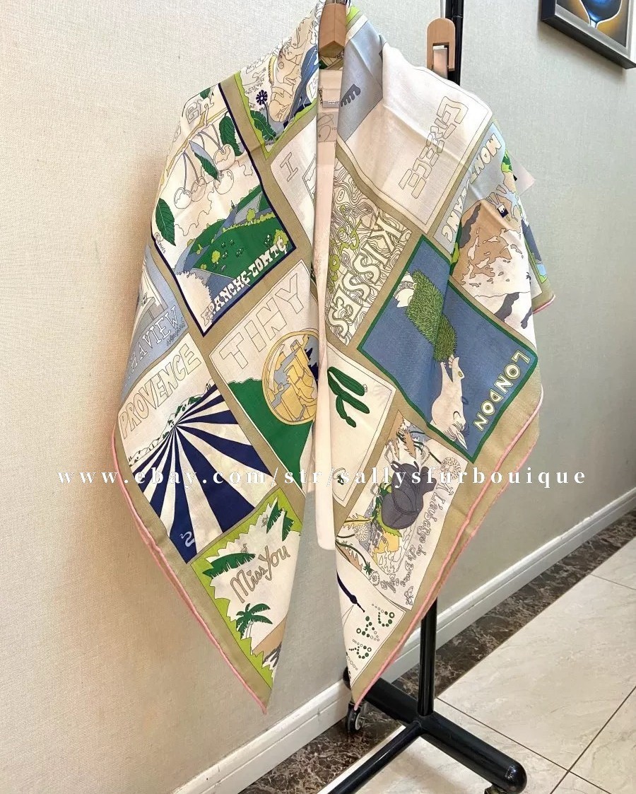 2026 Sallys 70% Cashmere 30% Silk Wrap Scarf Travel Print Double Face Shawl 53″