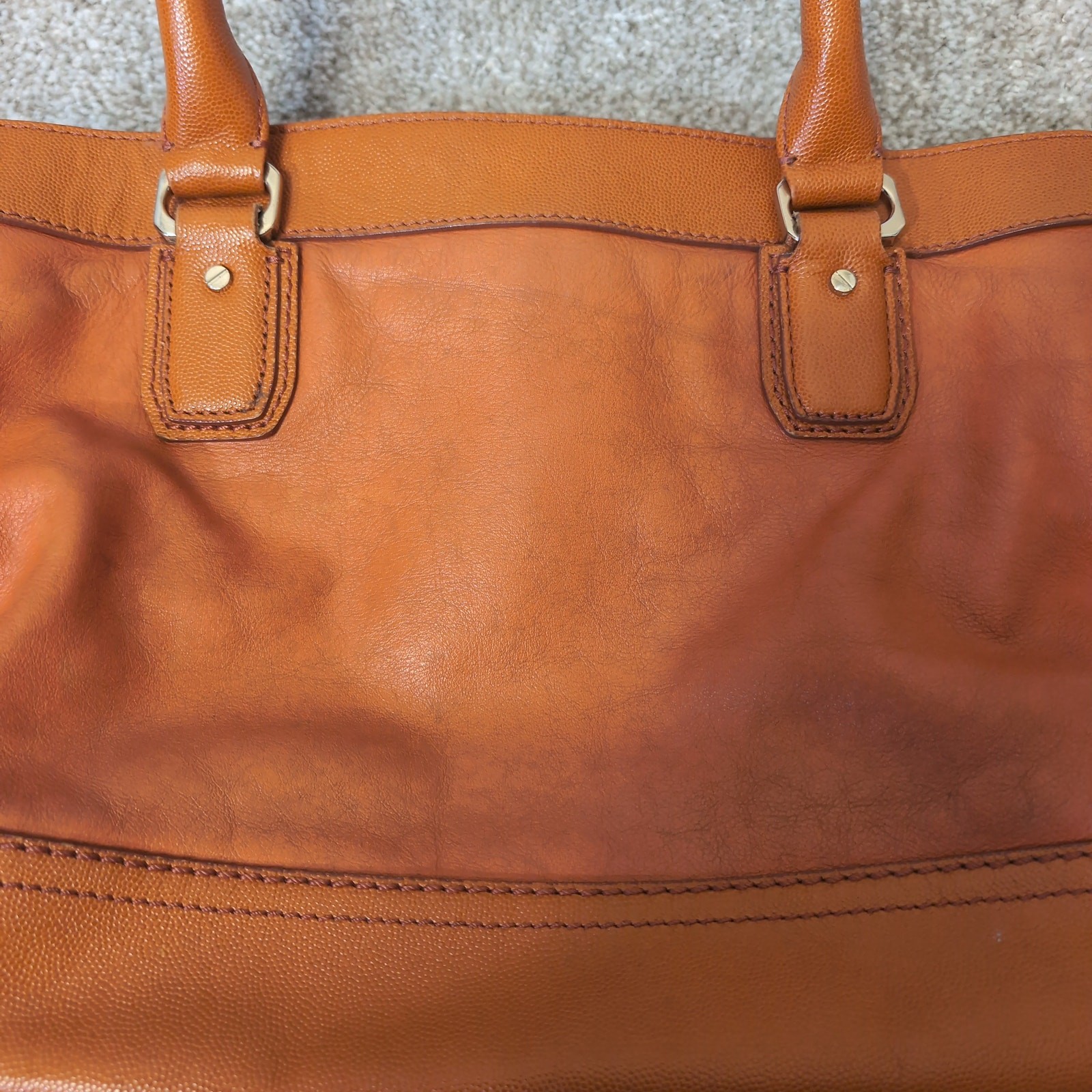 Leather Satchel Handbag Designer Orange Boho
