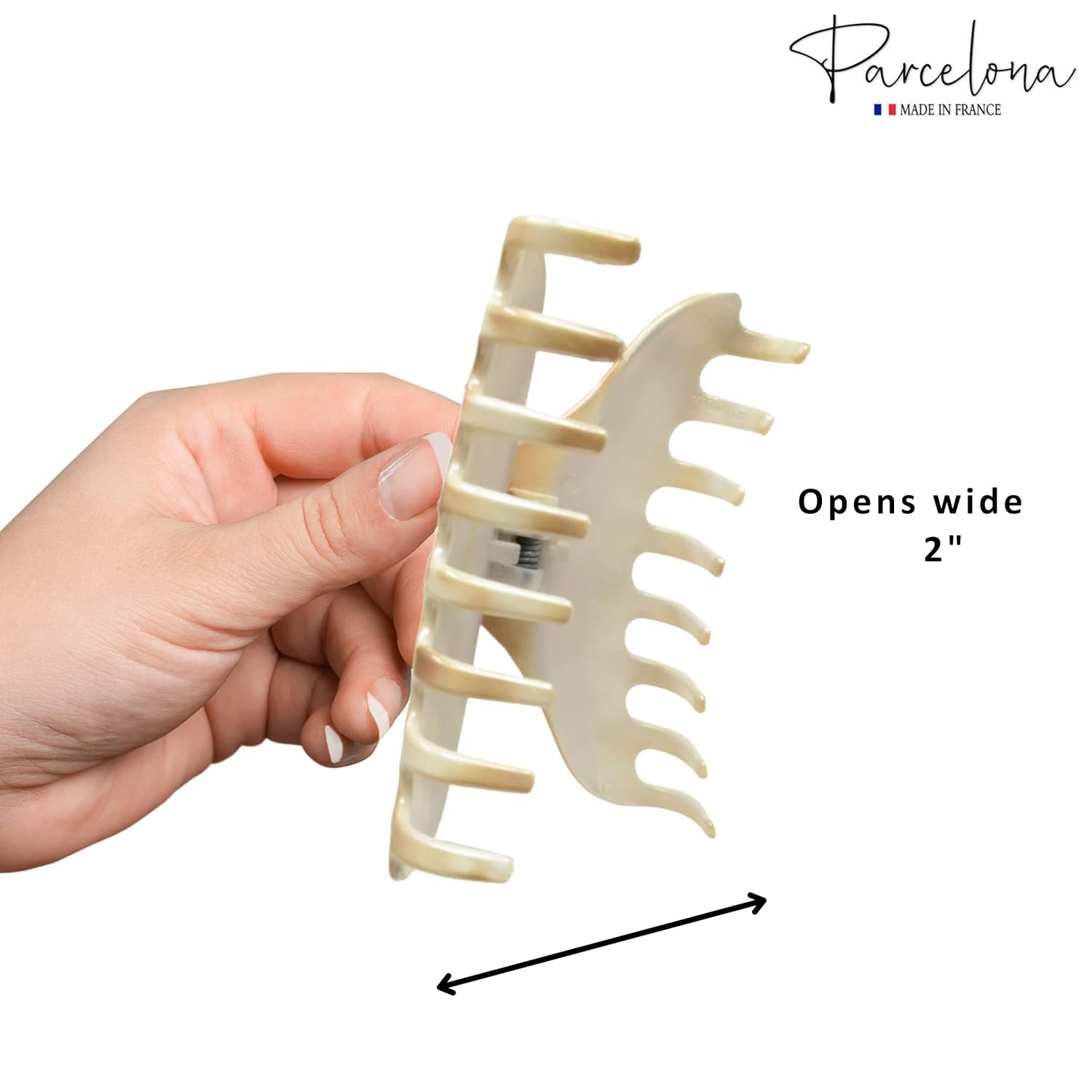 Parcelona French Boss Thin 3 1/2″ Medium Celluloid Jaw Hair Claw for Women