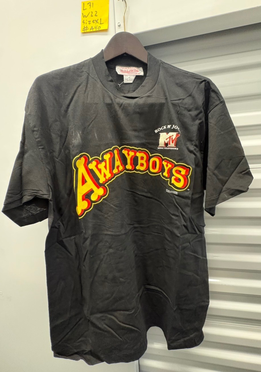 MTV ROCK n JOCK AWAYBOYS 1996 Mitchell & Ness USA T shirt A#40 vintage
