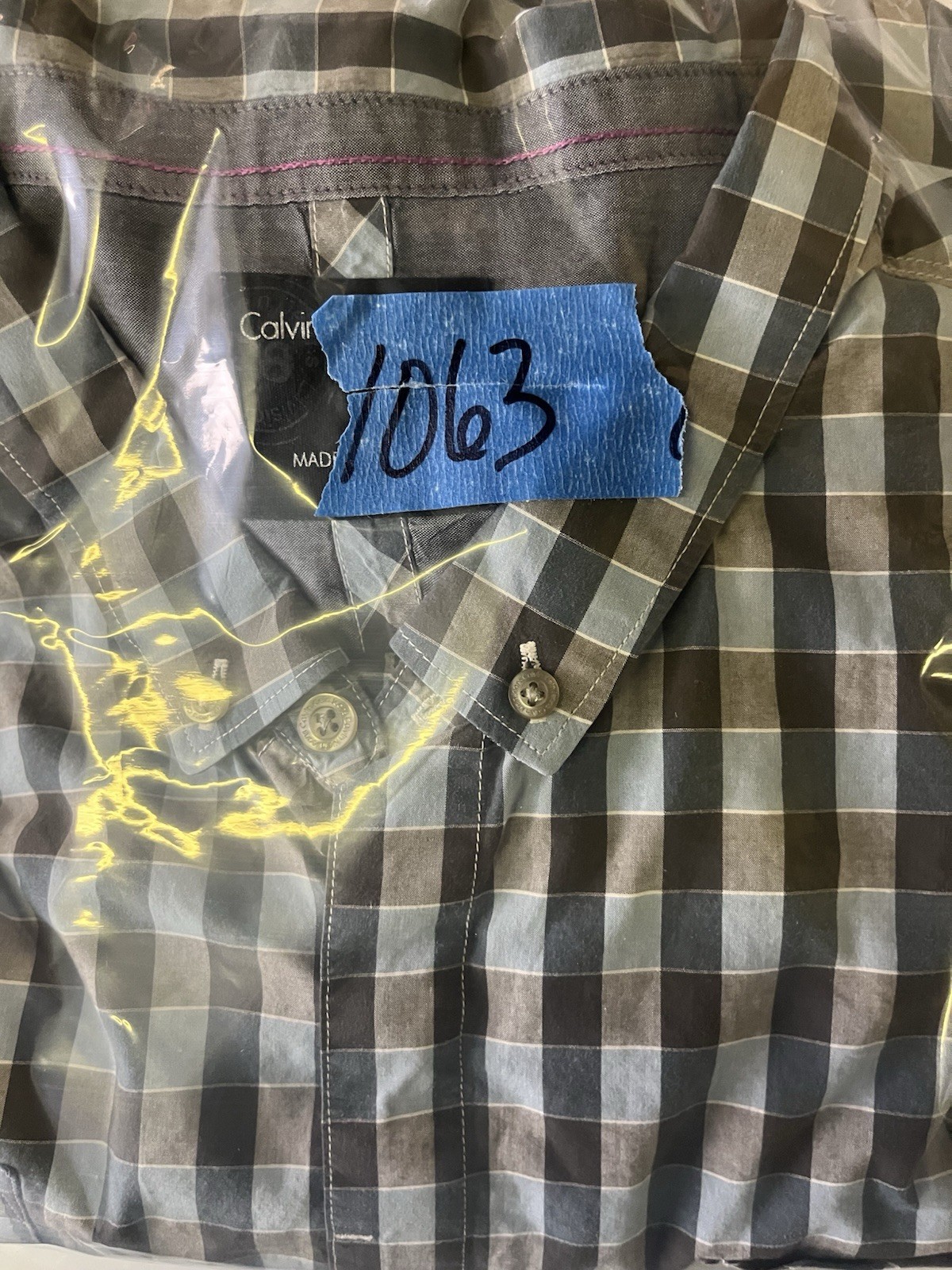Calvin Klein Mens XXL Plaid Button Up Shirt Multicolor Cotton/ Polyester Blend