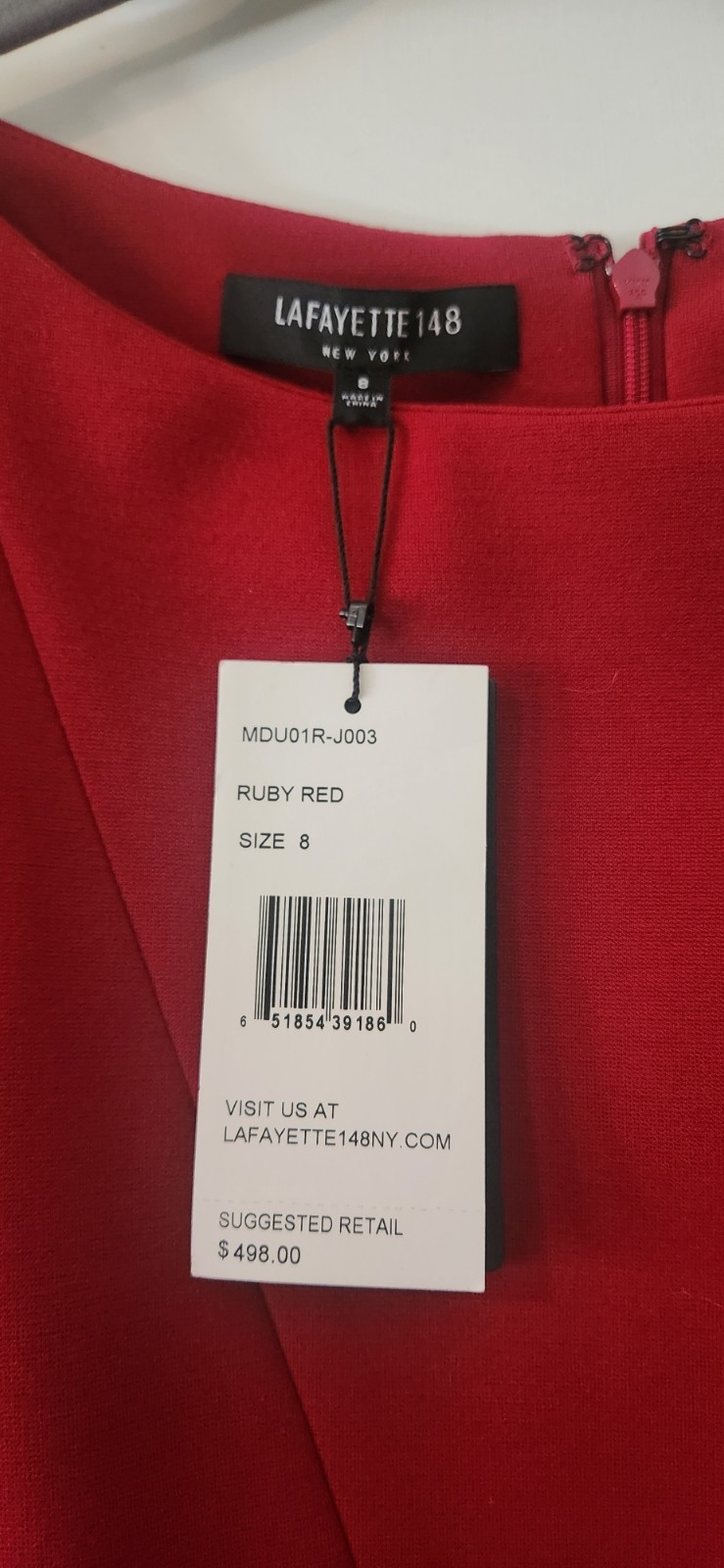 LAFAYETTE 148 New York Red Ponte Sheath Dress / MSRP $498 / Size 8
