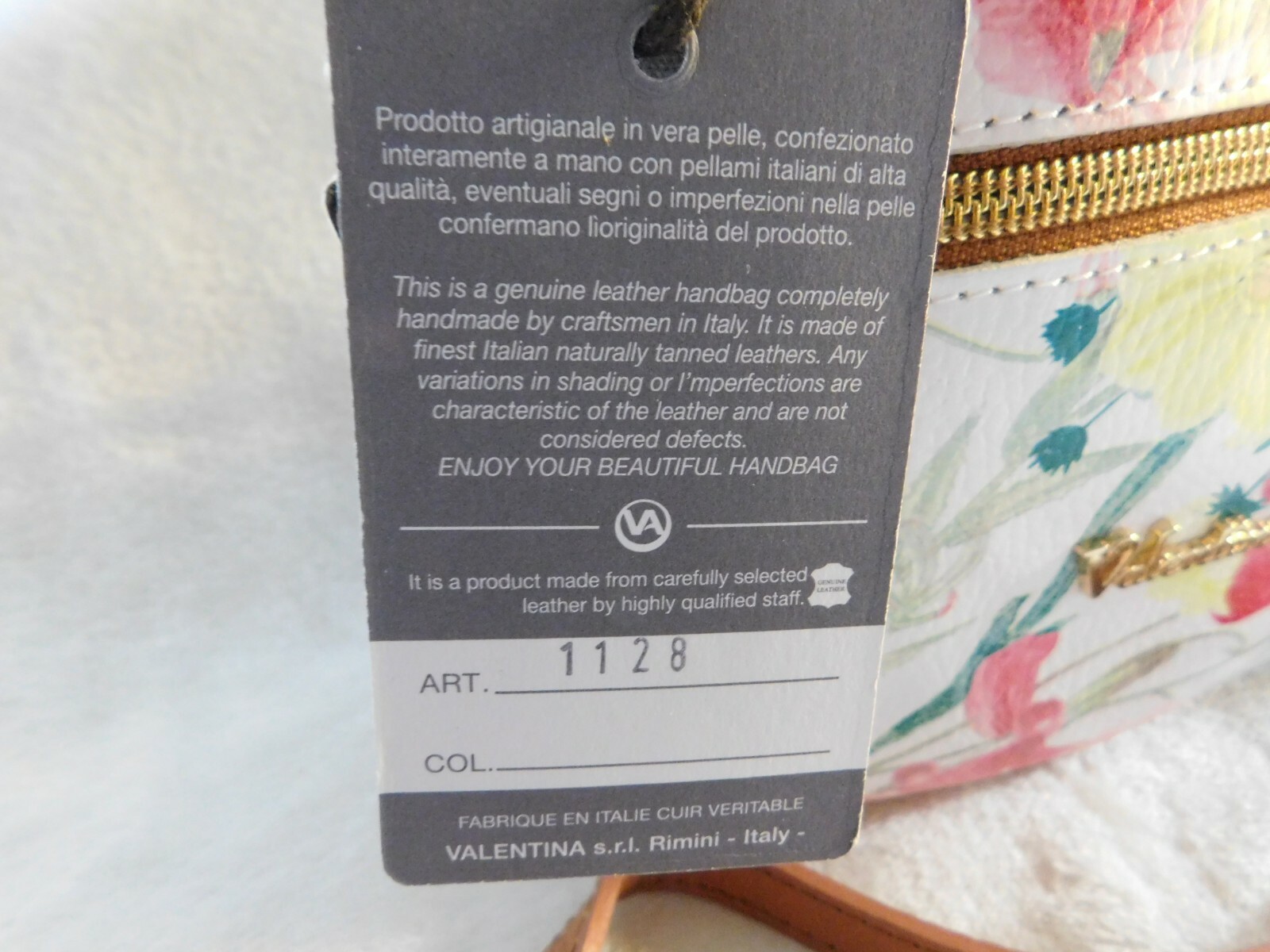 Valentina Italian Multi Entry Crossbody White + Floral Cognac Trim NWT #1