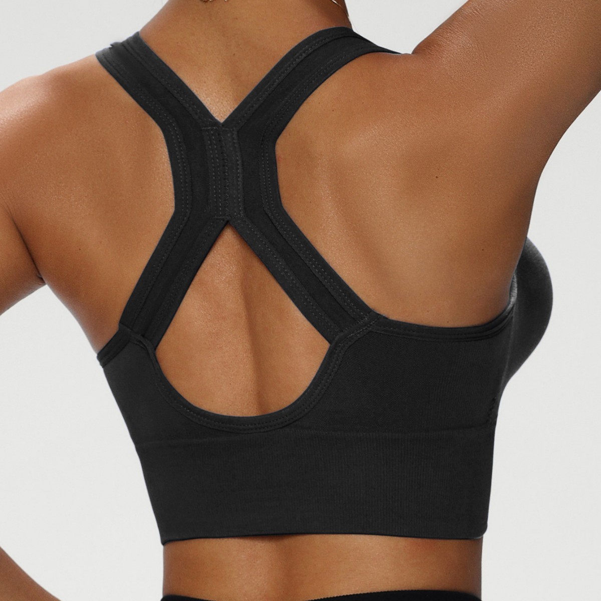 2Pcs High Support Sports Bras Front Zipper Racerback Workout Tops