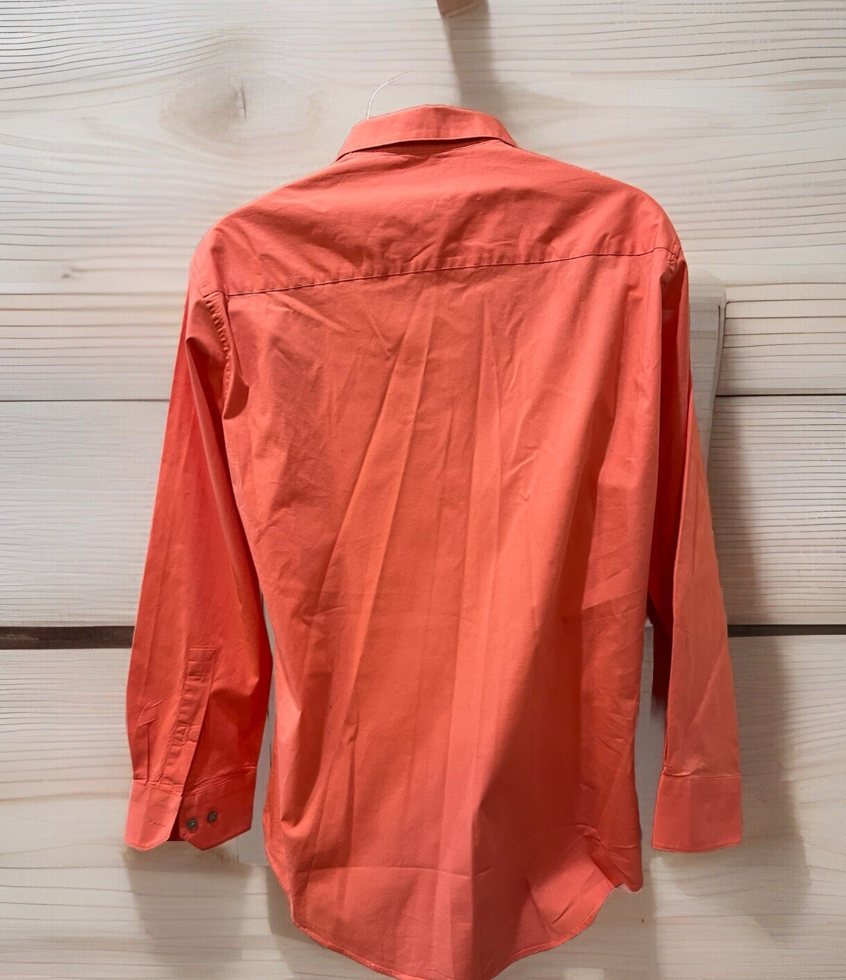 Alfani Mens Dress Shirt Solid Orange Point Collar Stretch Barrel Cuff 16.5 34/35