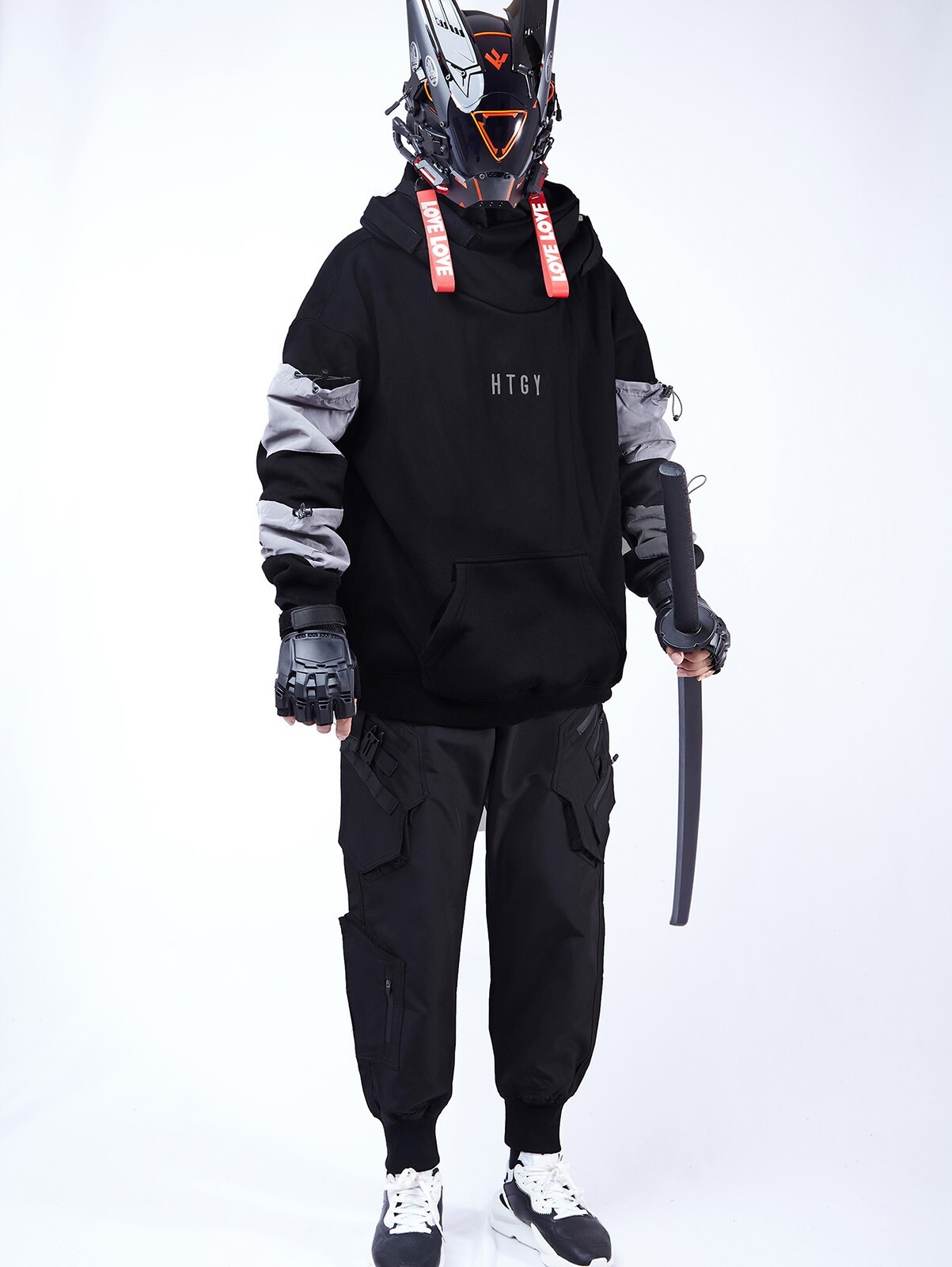 Niepce Black Strapped Pants Techwear Streetwear Cargo Joggers for Men