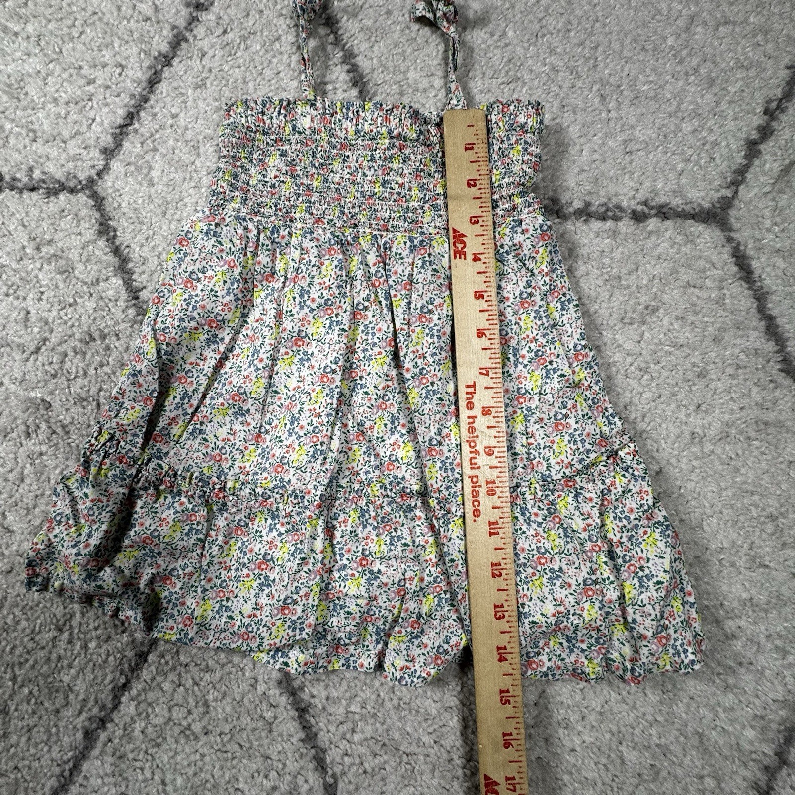 GAP Baby White Floral Ruffled Dress – Green, Yellow, Coral, Purple