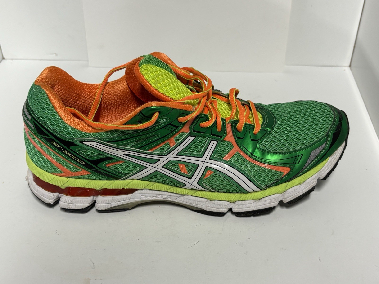 ASICS GEL Mens GT-2000 2 Classic Green White Orange Clownfish Running Shoe-11.5