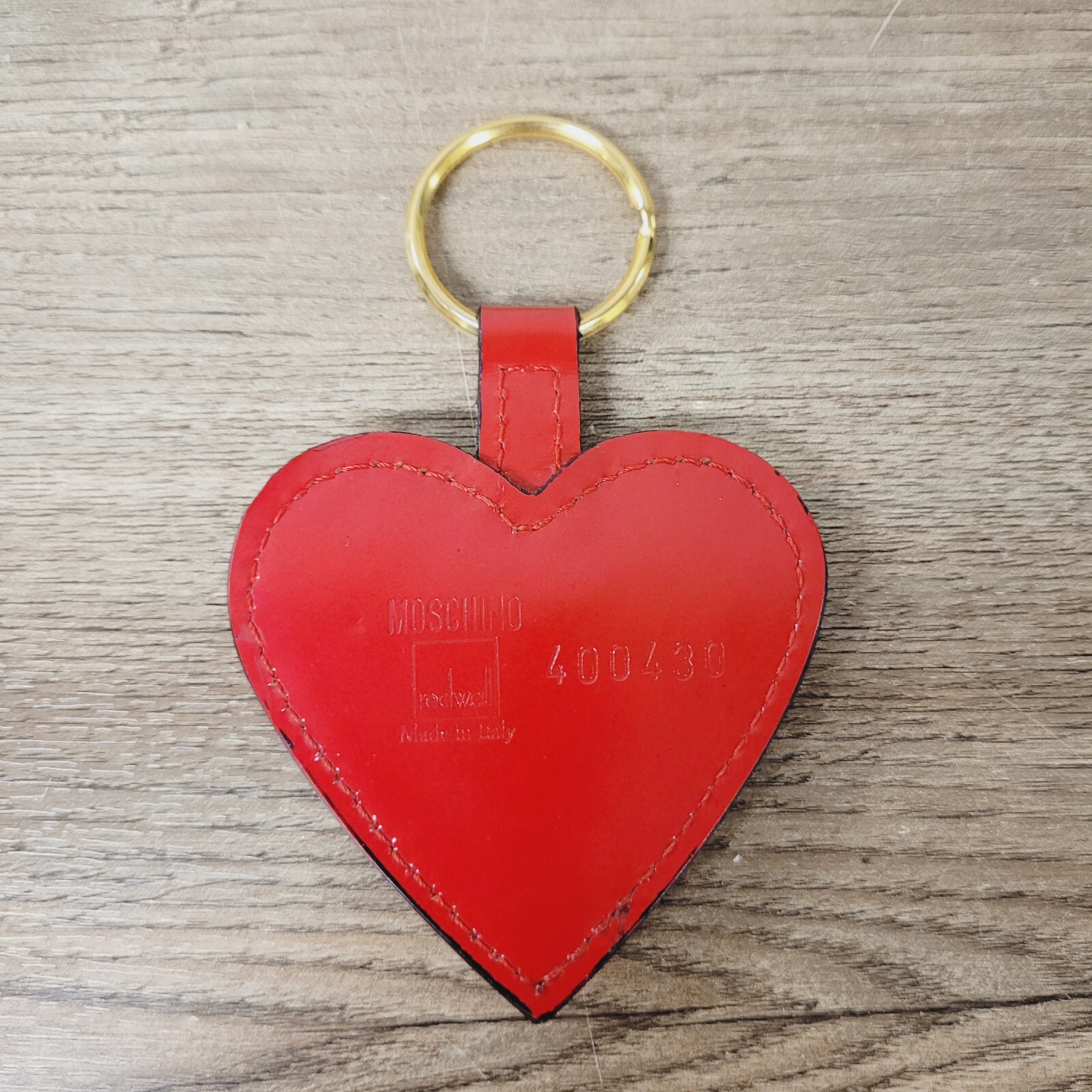 MOSCHINO REDWALL RED HEART KEY CHAIN FOB MADE IN ITALY 400430 FLEUR DE LIS