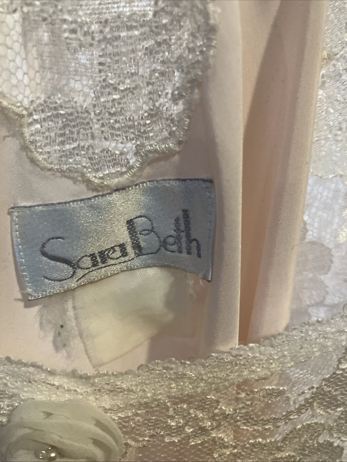 Vintage Sara Beth Pink Lace Embroidered Long Nightgown XL Floral