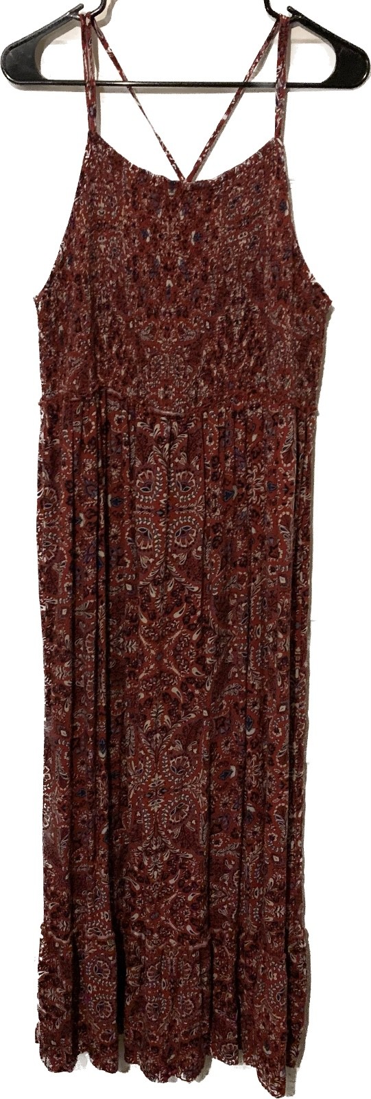 Knox Rose Womens XXL Sundress Red Paisley Summer Spaghetti Straps