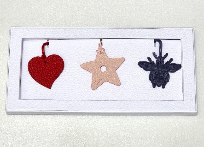 Christian Dior Novelty Bag Charm Set Heart Star Bee Boxed Auth