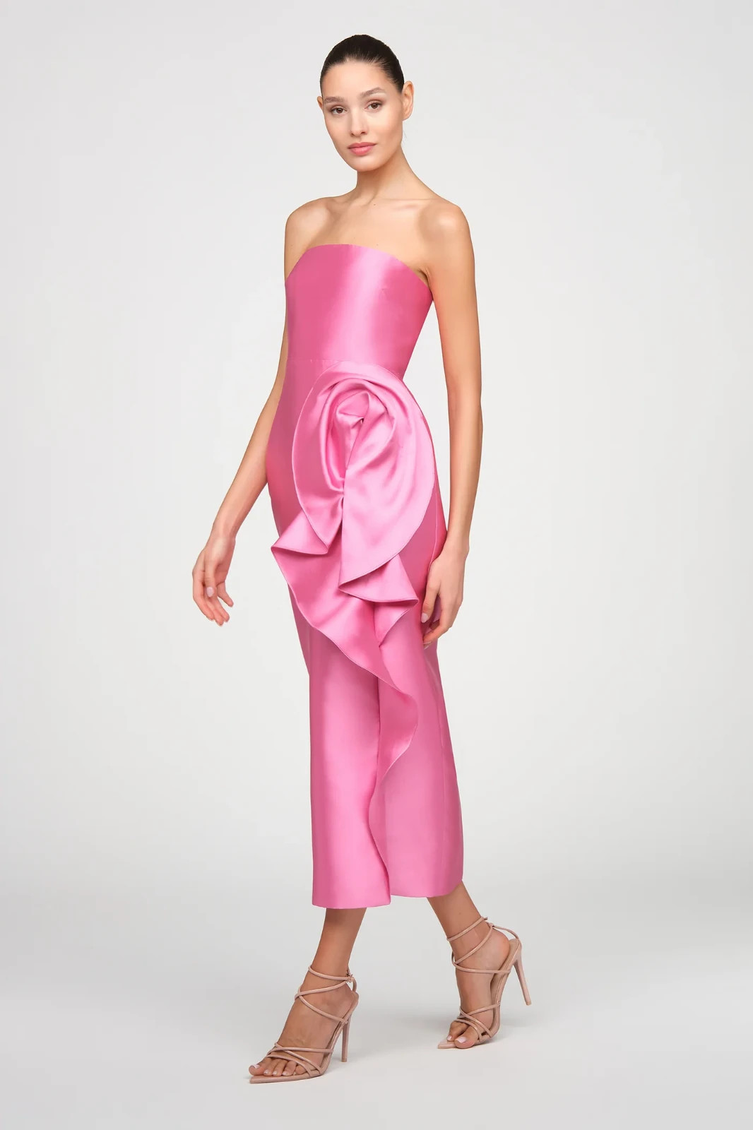NWT Theia Marla Strapless Sculptural Drape Cocktail Dress Sunlit Pink Size 10