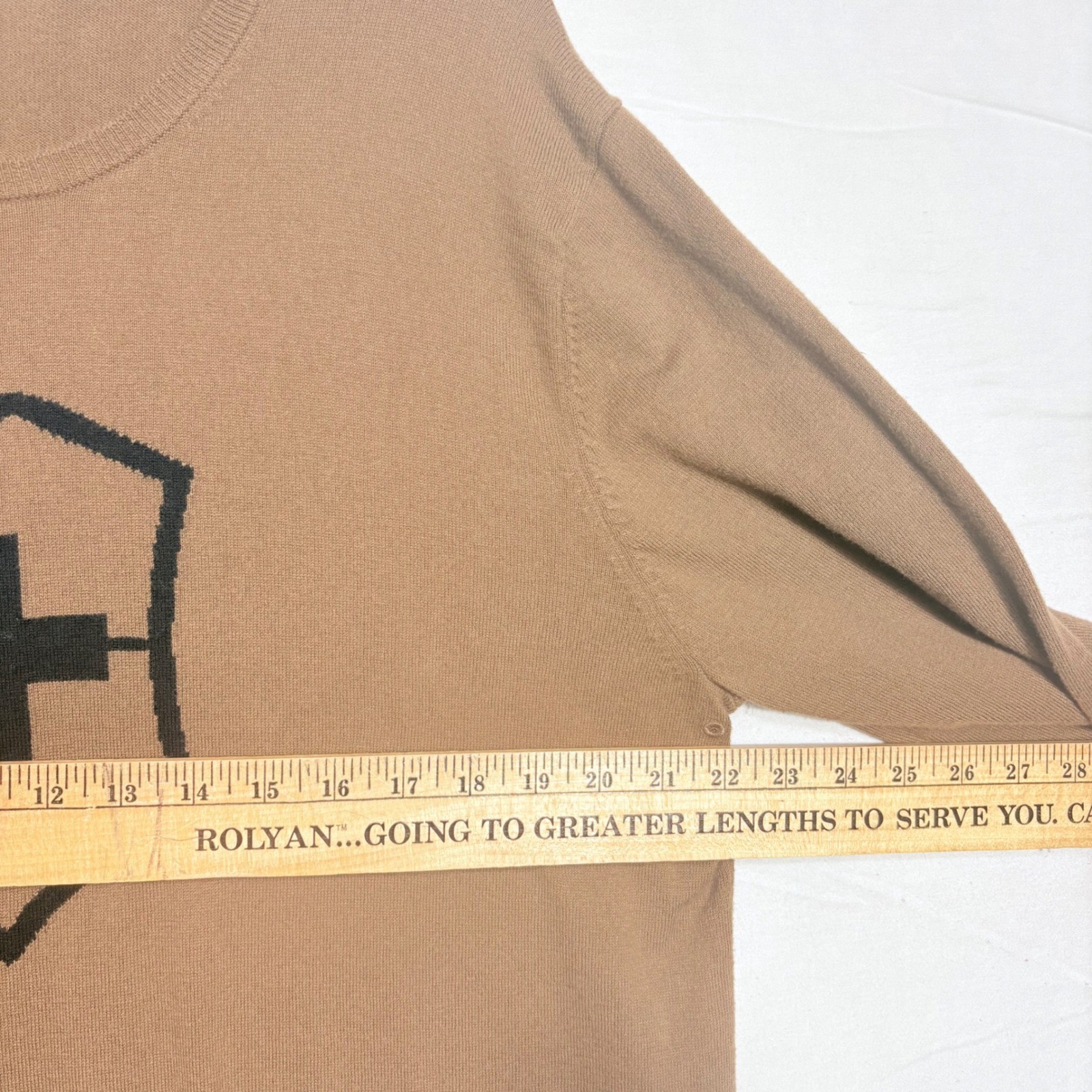 Victorinox Crew Neck Sweater Mens XL Brown Swiss Army Shield Logo Cotton Wool