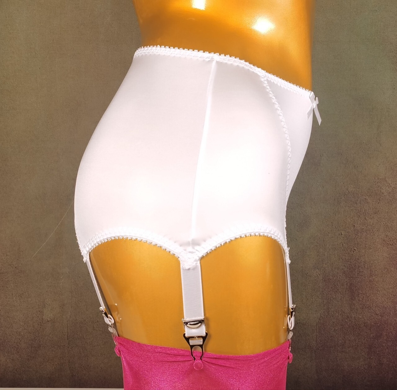 Sexy Wet Look Open Bottom Girdle Firm Shaping Girdle Garter Belt with 6 Straps