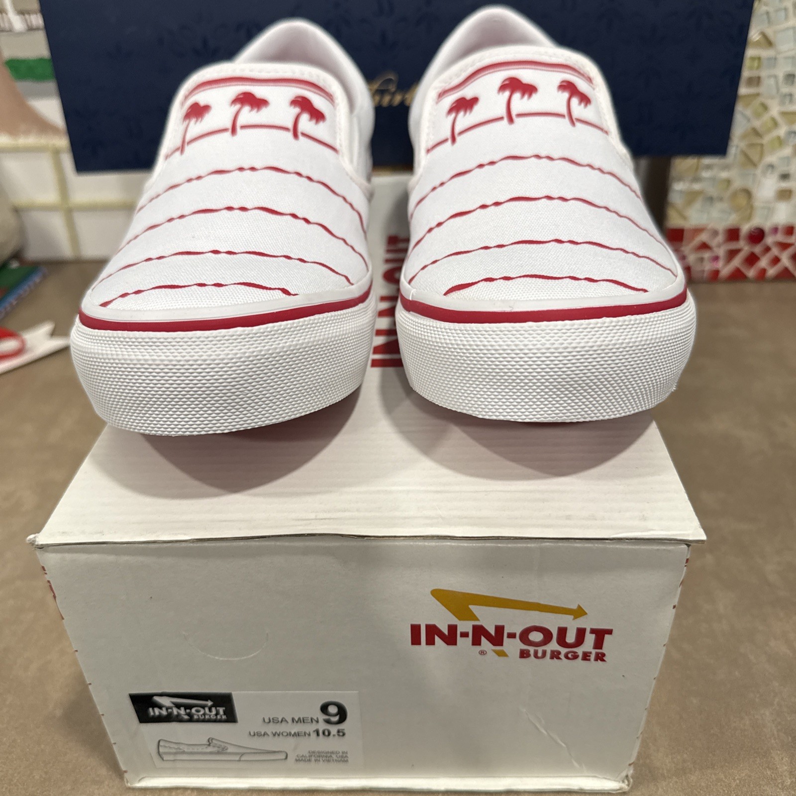 In-N-Out Burger White Drink Cup Slip-On Shoes NEW Sizes Mens 9