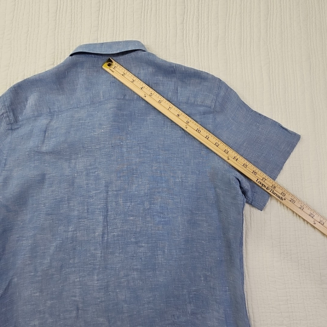Nautica Linen Blend Short Sleeve Shirt Men’s M Blue Button Up EUC LN Resortwear