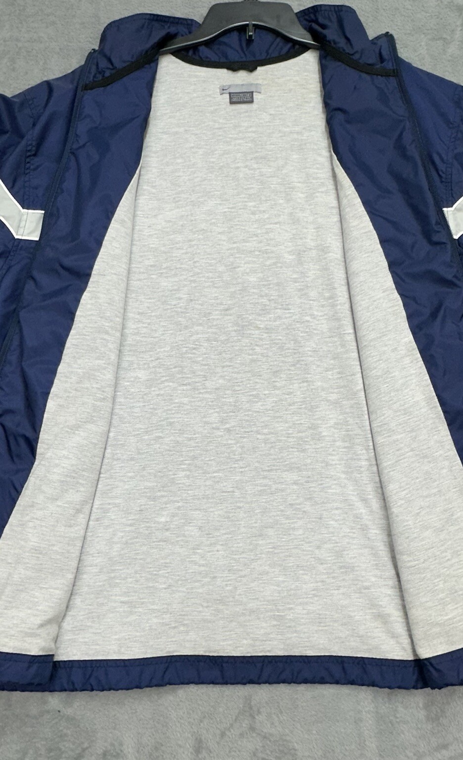 VTG Y2K Nike Jacket Mens XL Blue Full Zip Lined Windbreaker Pockets Swoosh