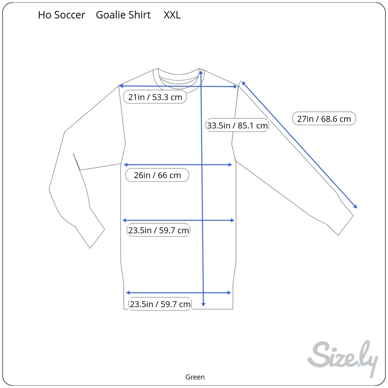 Ho Soccer Goalie Shirt Mens 2XL Green Never Beaten Long Sleeve Elbow Pads NEW