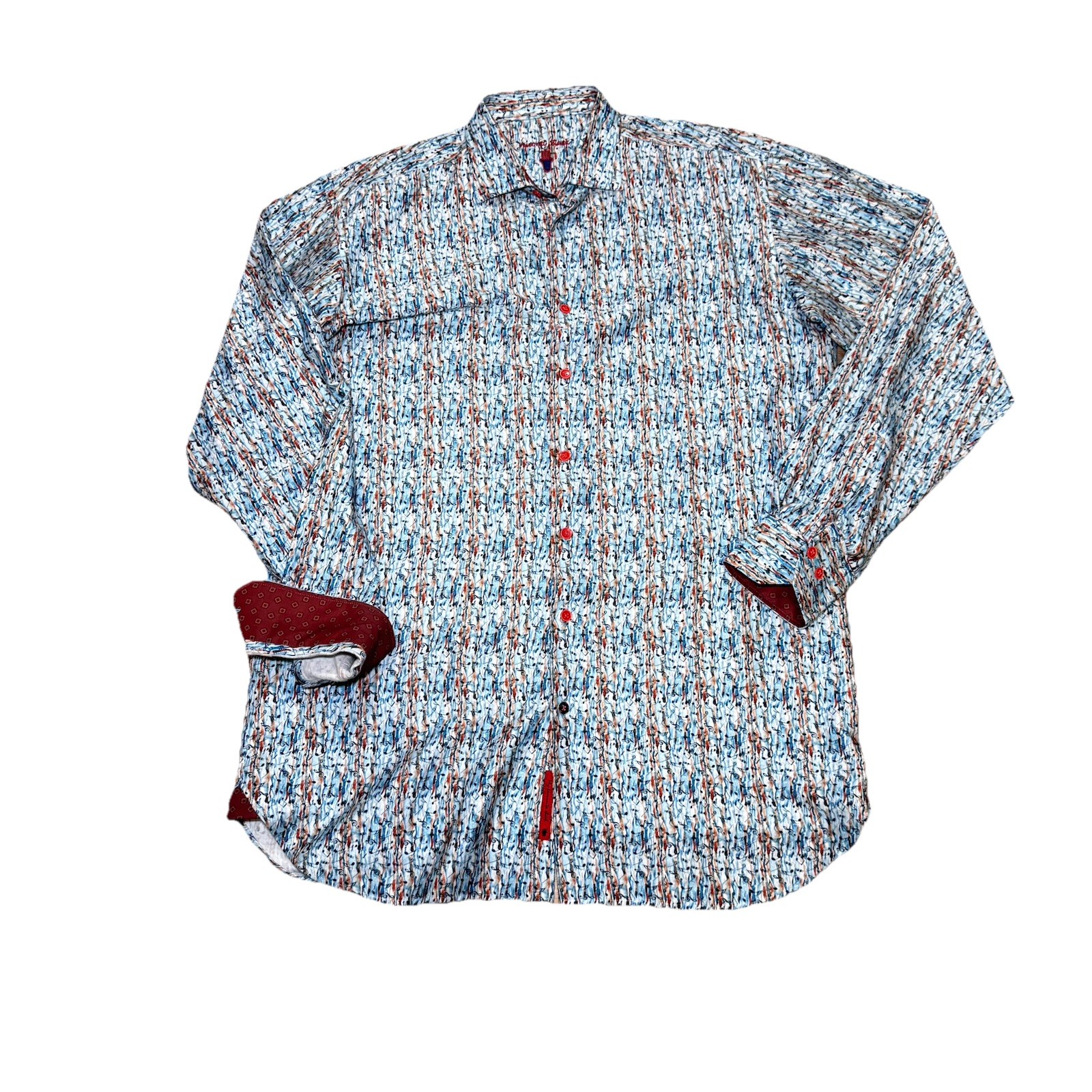Visconti Black Men’s SZ LT Water Color Musical Notes LS Button Up Shirt