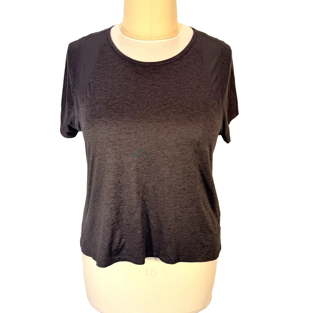 Avia Sports Tee Shirt Women’s XL Performance Tee Navy Stripe Front Seamed