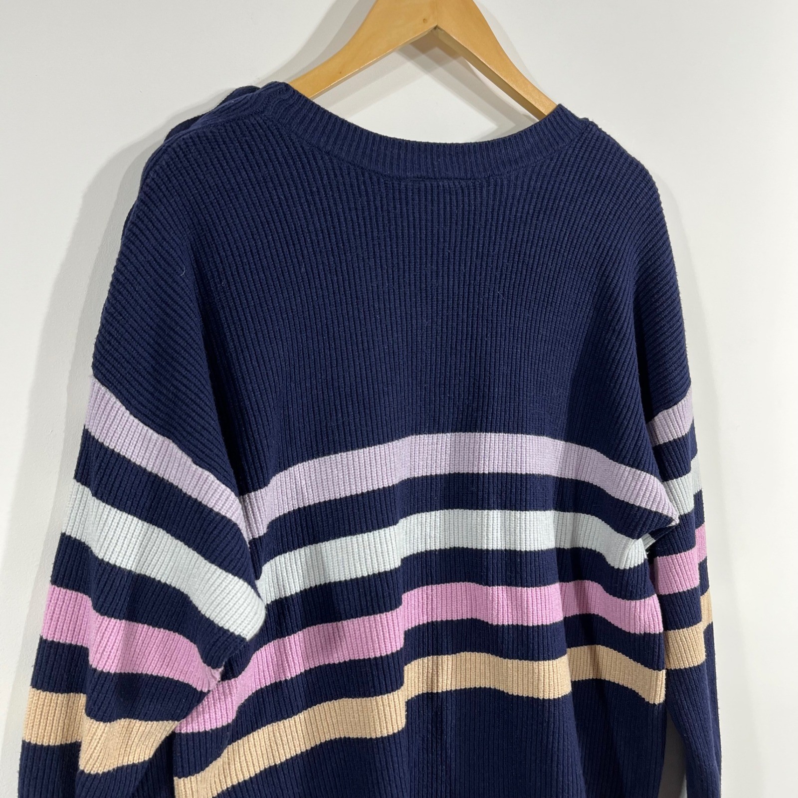 Lane Bryant Fisherman Granola Old Money Striped Ribbed Knit Sweater Womens 22 24