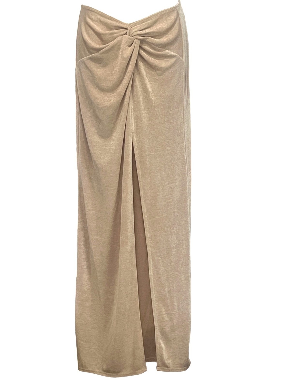 Topshop Slinky Twist Front Maxi Skirt in Stone-Neutral, Sz. 6