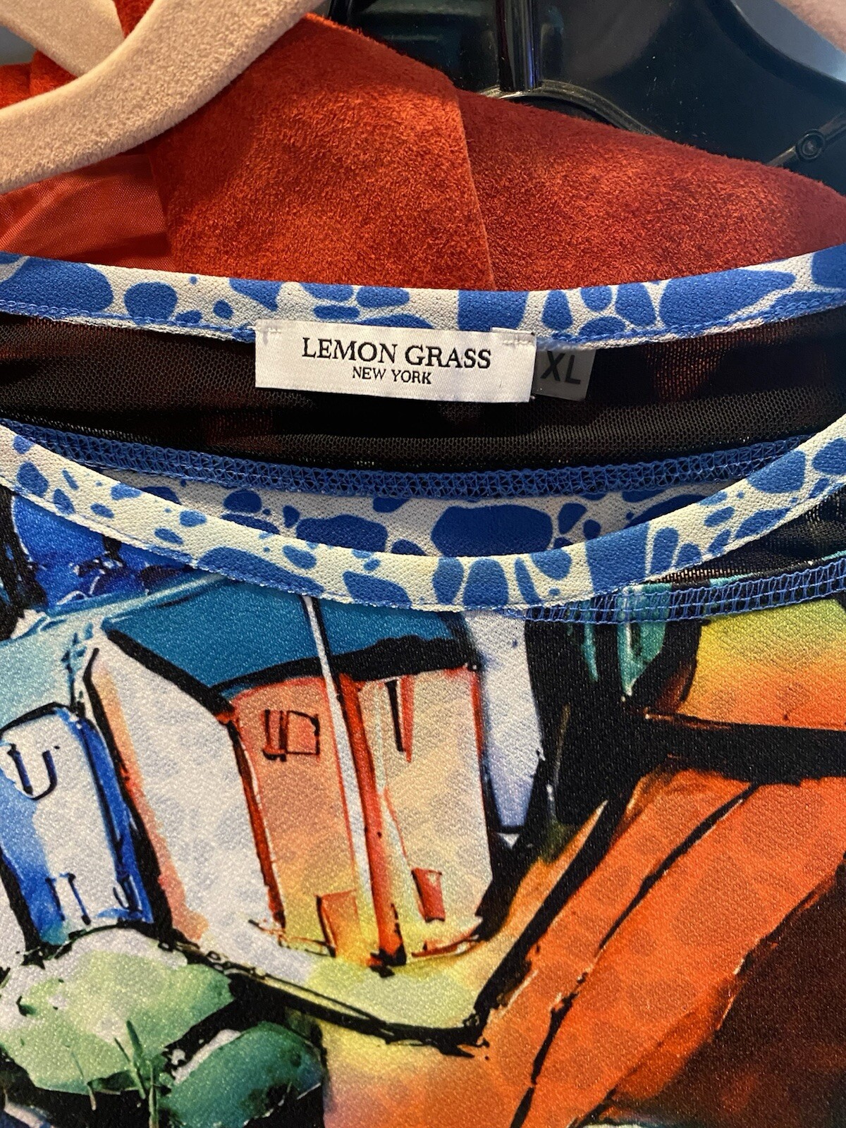 LEMON GRASS TOP BLOUSE SHIRT MULTICOLOR XL