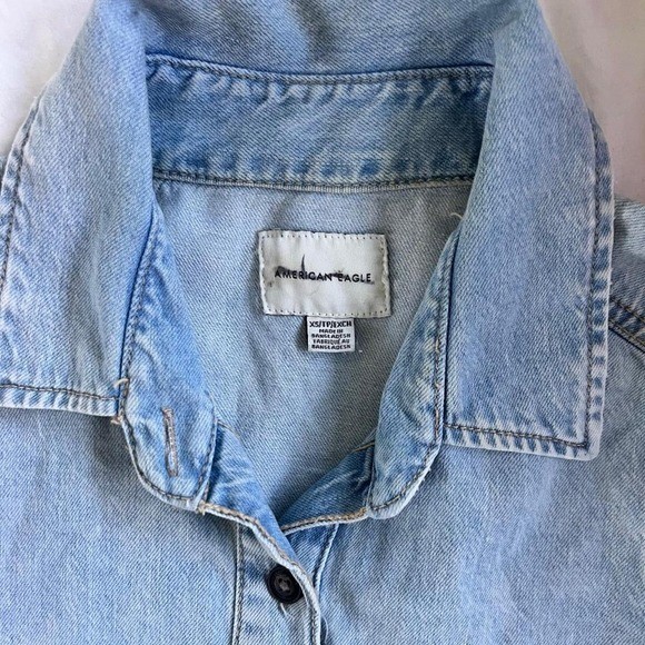 American Eagle Denim Babydoll Button-Down Dress | Size XS