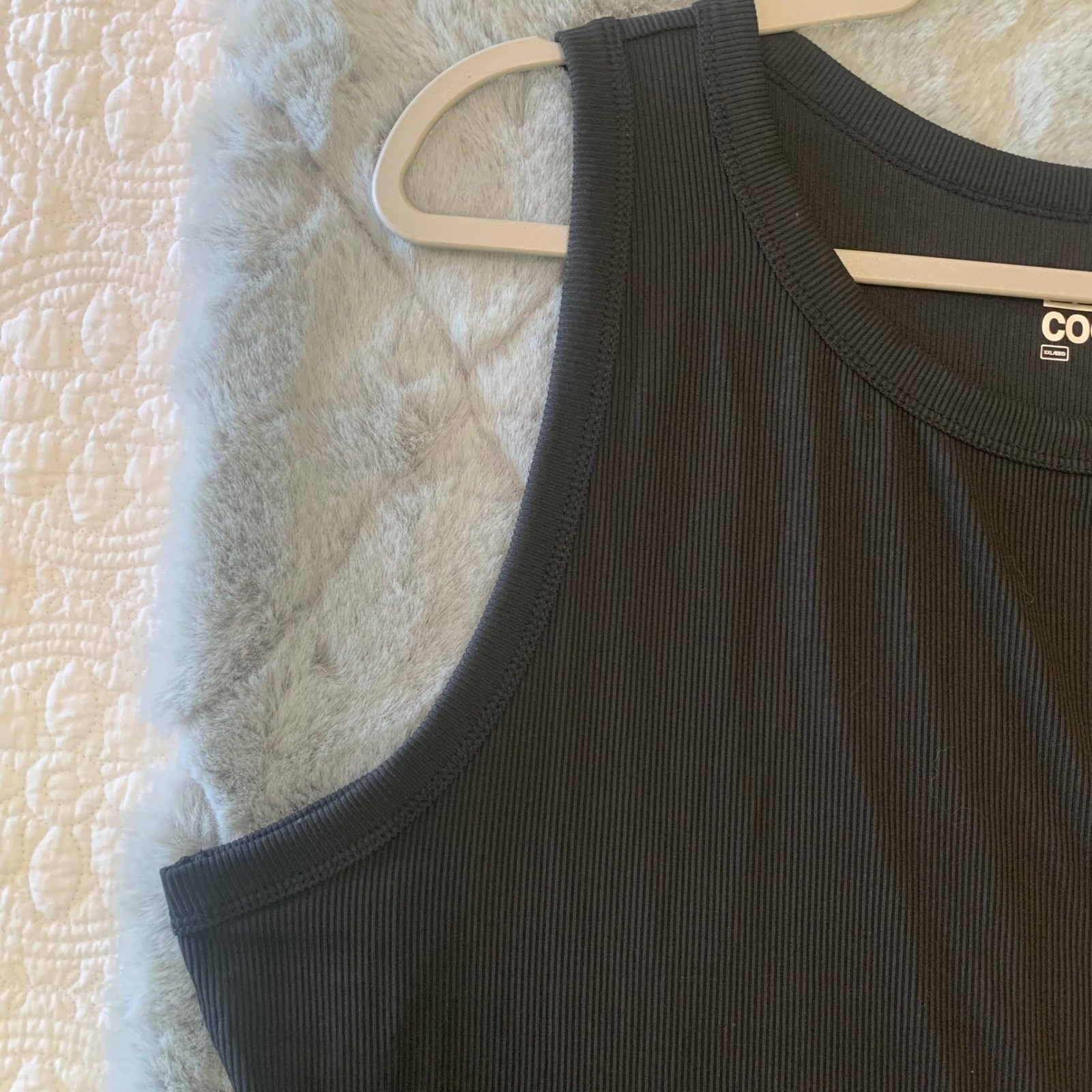 32 Degrees Cool Womens Ribbed Tank Top Black XXL Sleeveless Crew NeckStretchy