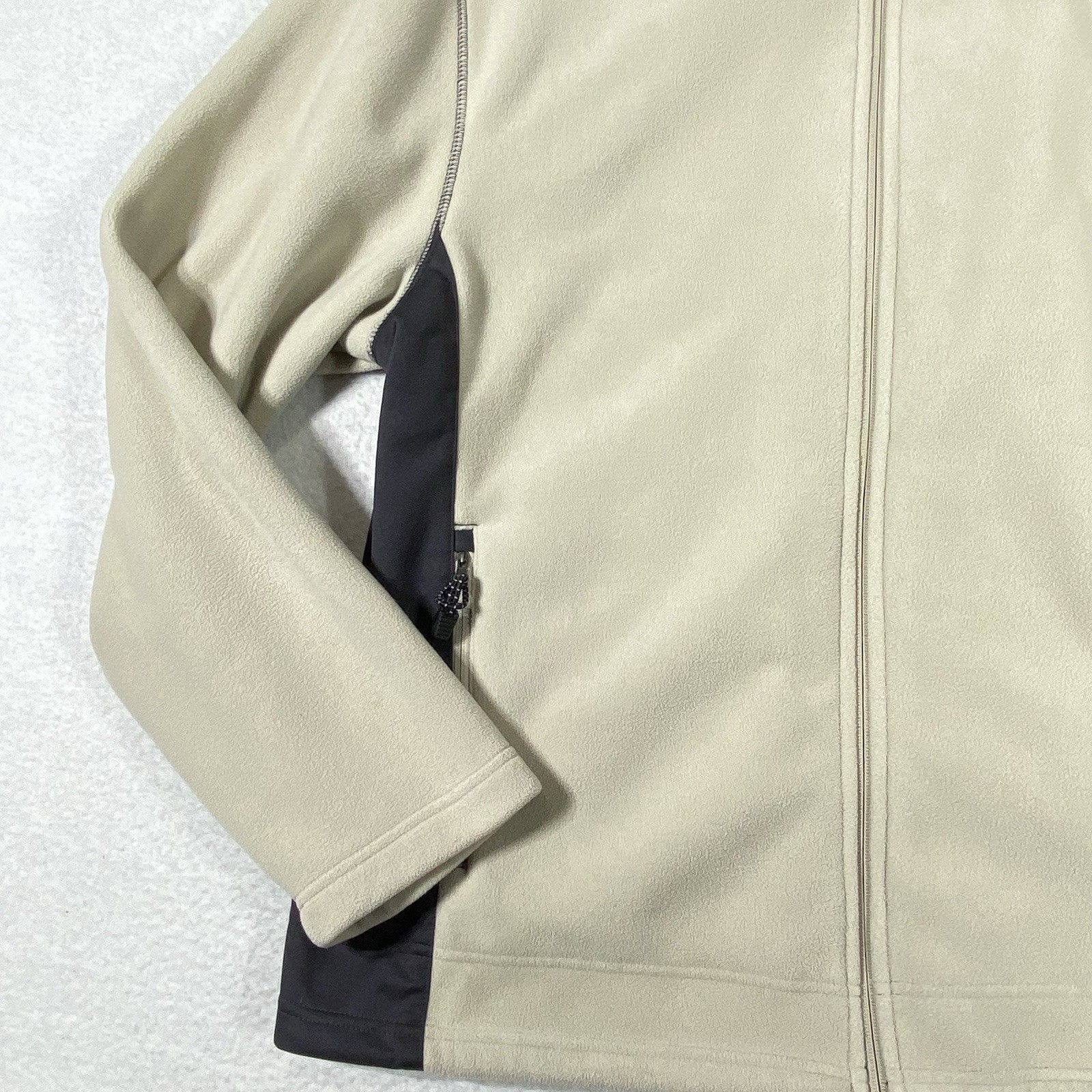 Tek Gear Fleece Jacket Men’s L Cream Gray Full Zip Stand Up Collar Lightweight