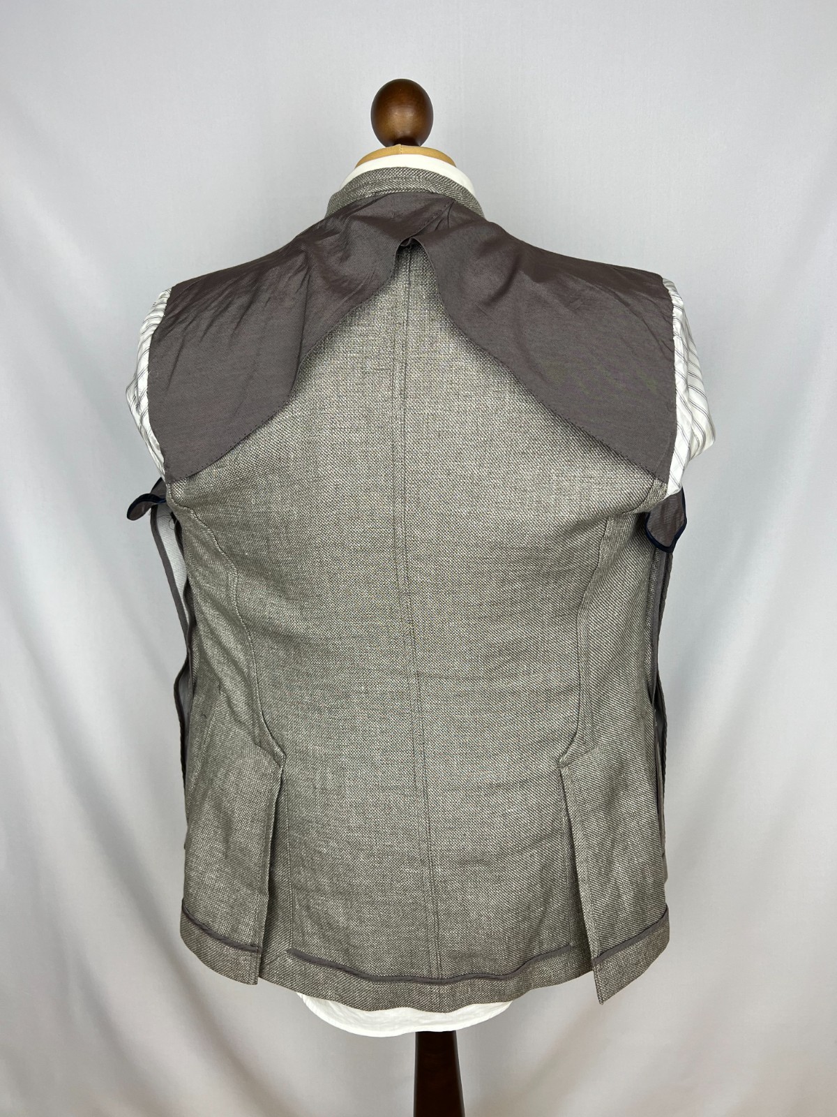 HACKETT Mayfair Solid Gray-Beige Double-Breasted LinenWool Sport Coat 38US48IT