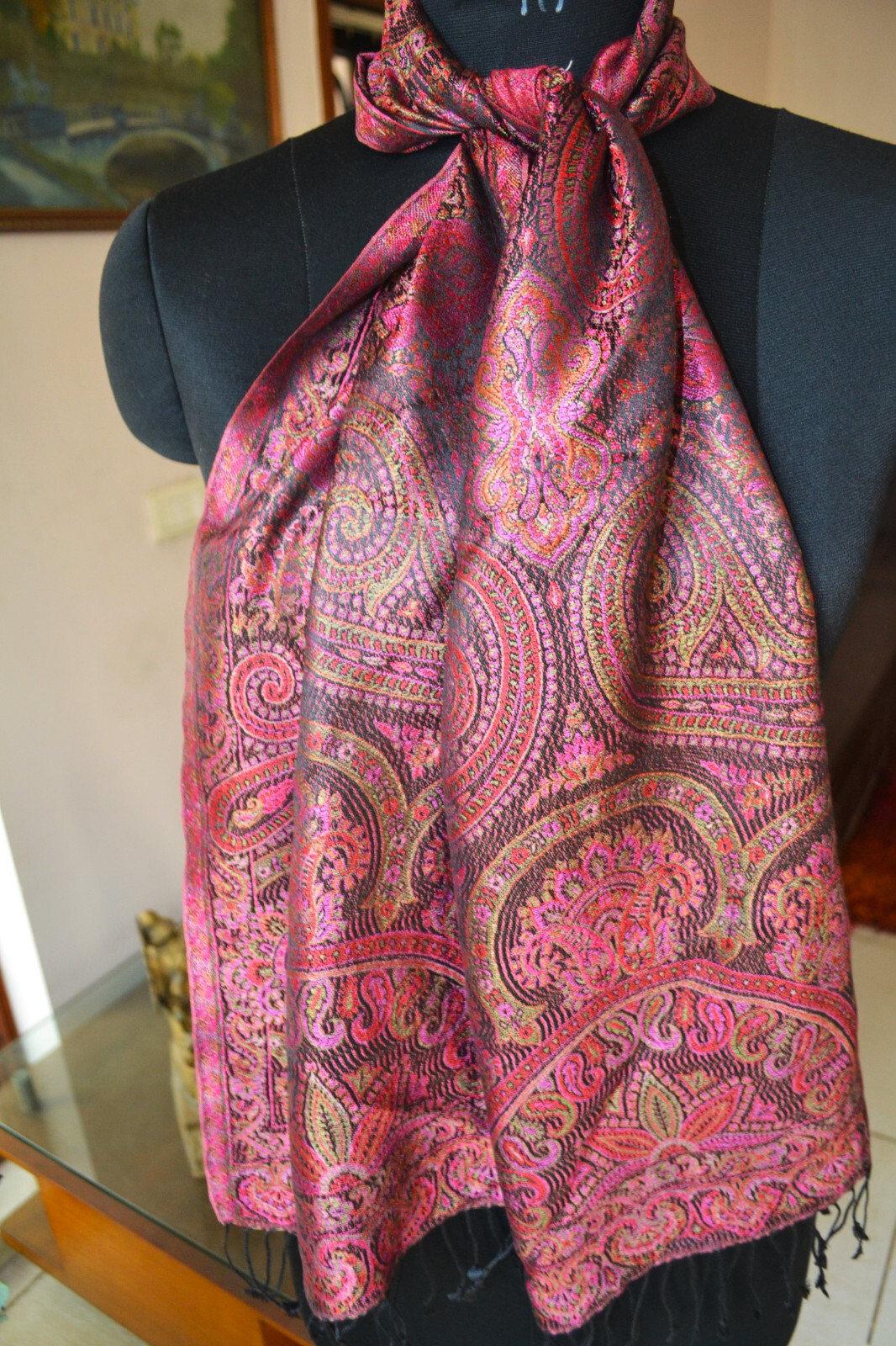 EXQUISITE IRIDESCENT SILK PASHMINA JAMAVAR SCARF JAMAVAR CHALE ~16 DESIGN STOCK