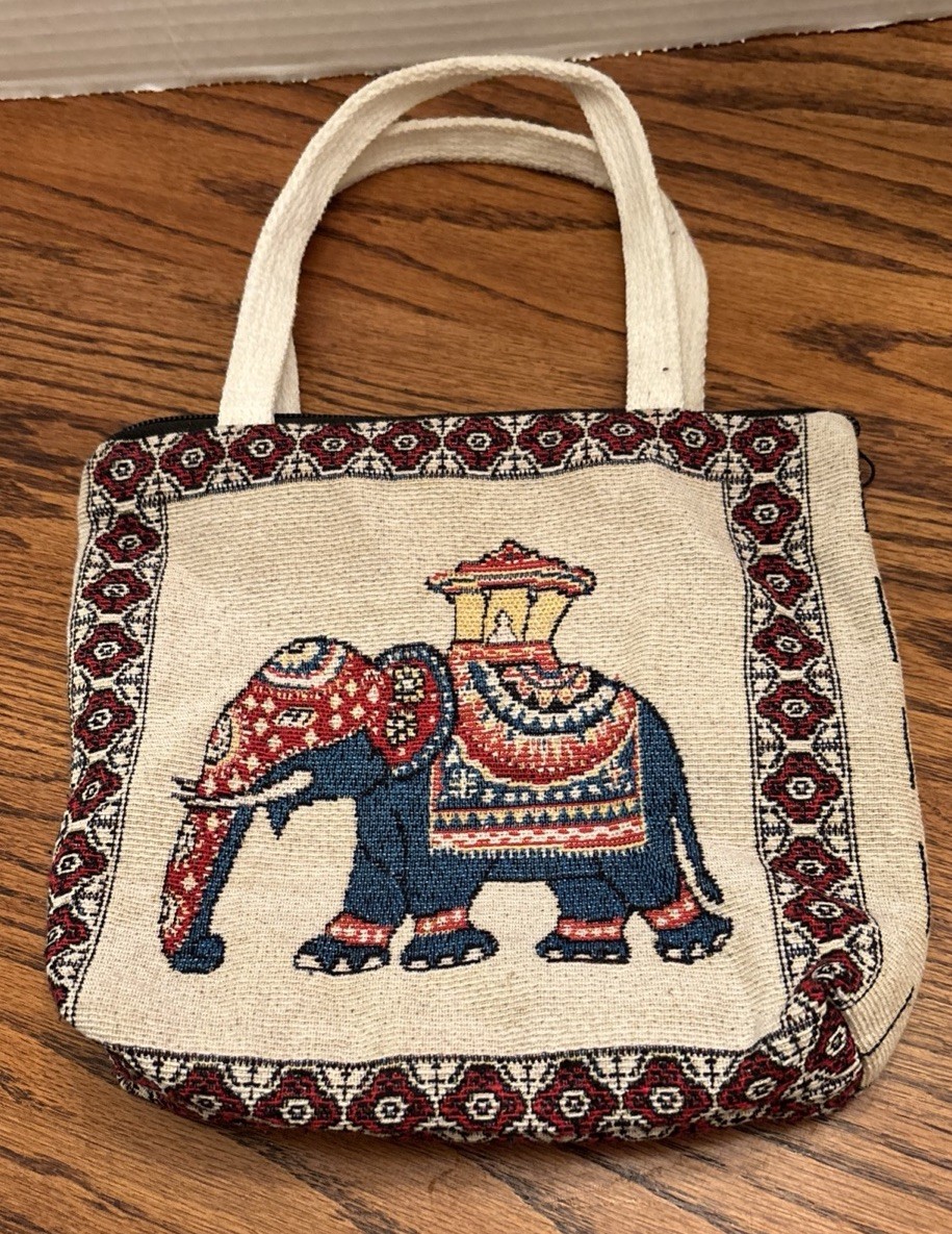 Multi Colored Elephant Pattern Tapestry Tote Bag Bohemian
